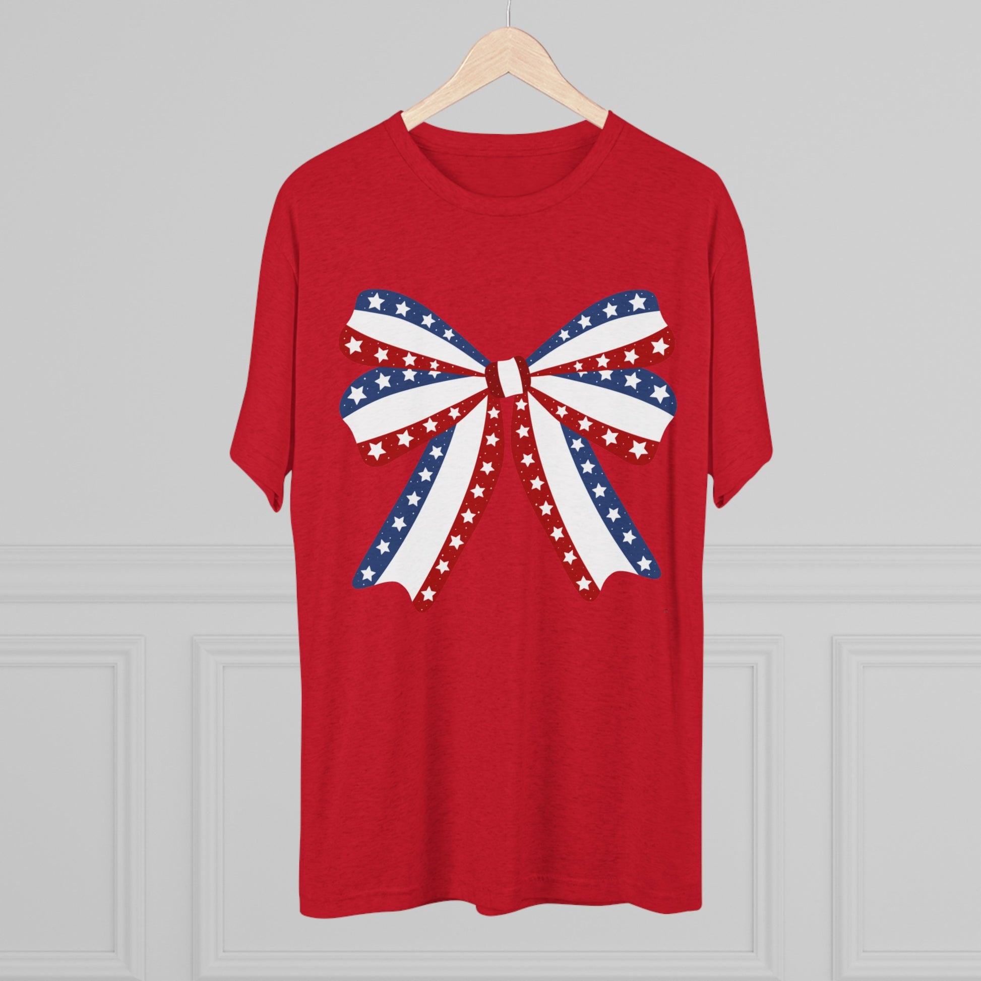 Get trendy with Patriotic Bow Tri-Blend Crew Tee - T-Shirt available at Good Gift Company. Grab yours for $18.96 today!