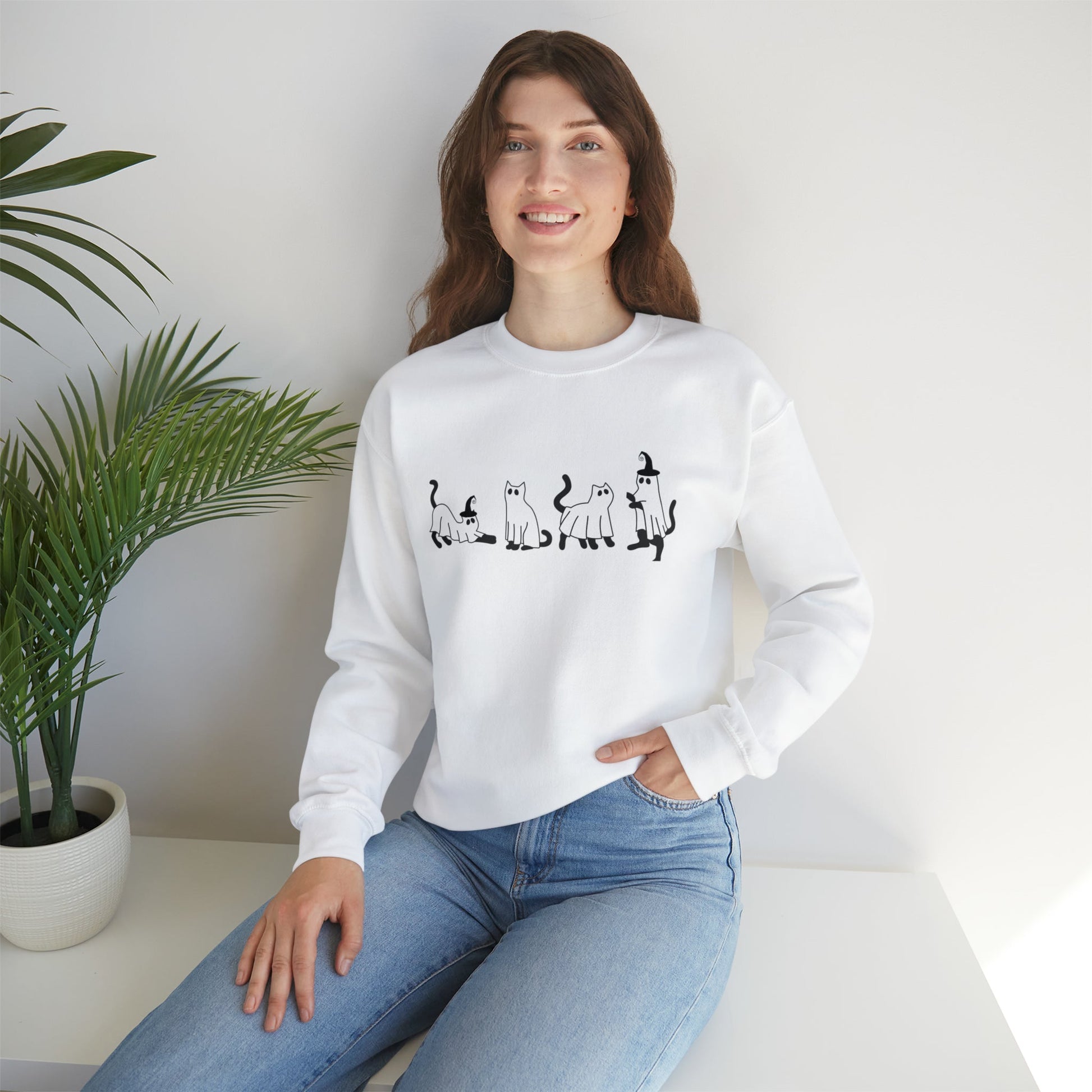 Get trendy with Cat Ghosts ™ Crewneck Sweatshir - Sweatshirt available at Good Gift Company. Grab yours for $32 today!
