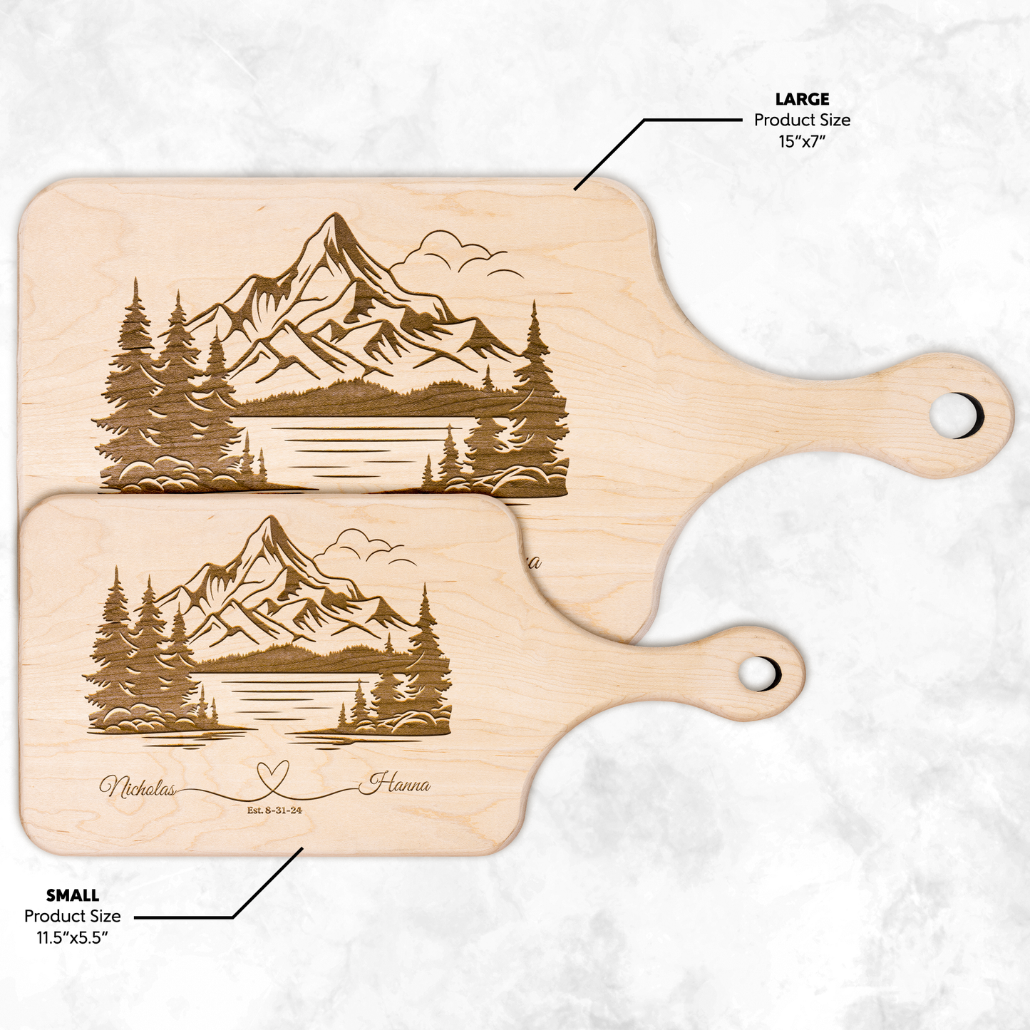 Personalized Mountain Scene Paddle Cutting Board