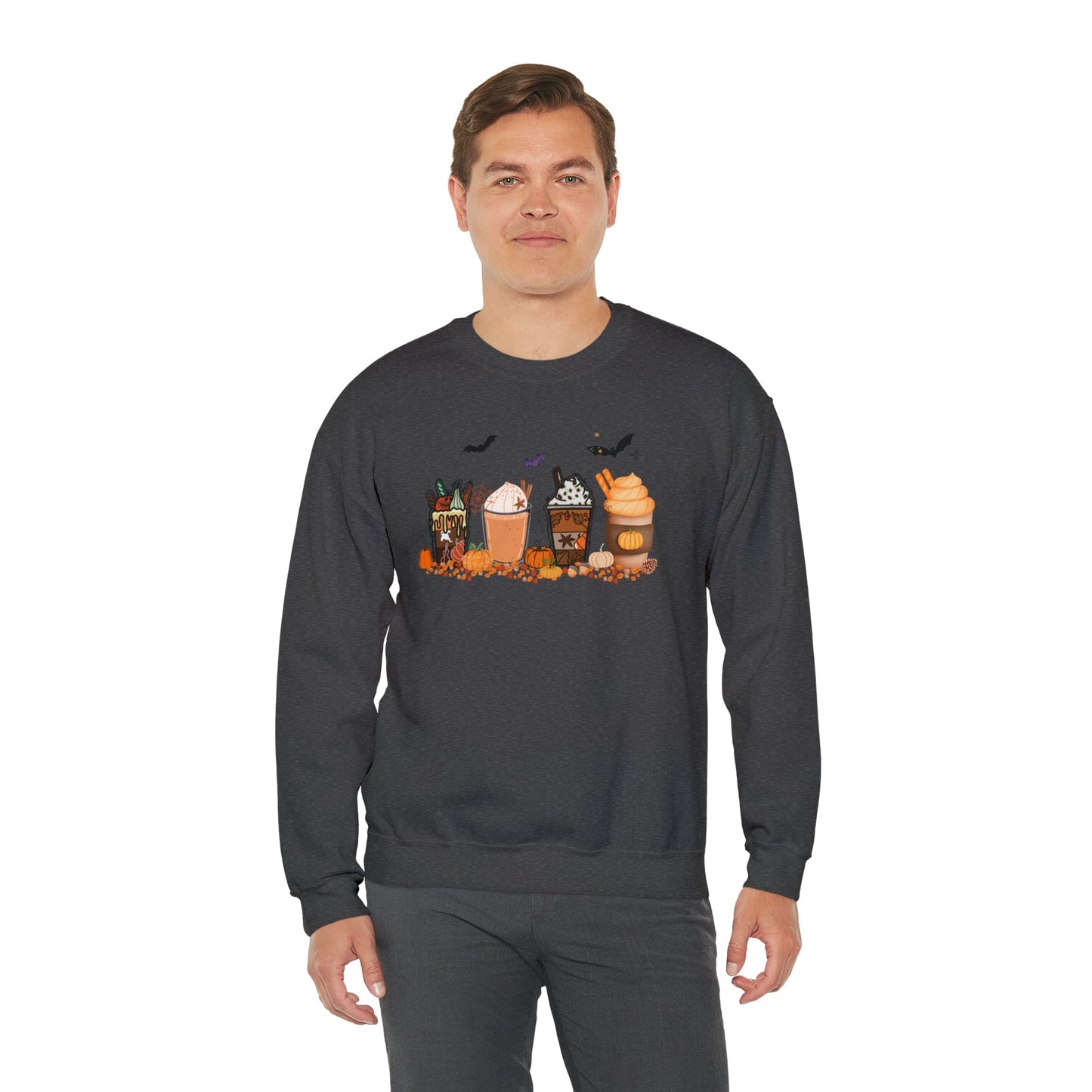 Get trendy with Festive and Spooky Coffee Heavy Blend™ Crewneck Sweatshirt - Sweatshirt available at Good Gift Company. Grab yours for $25.95 today!