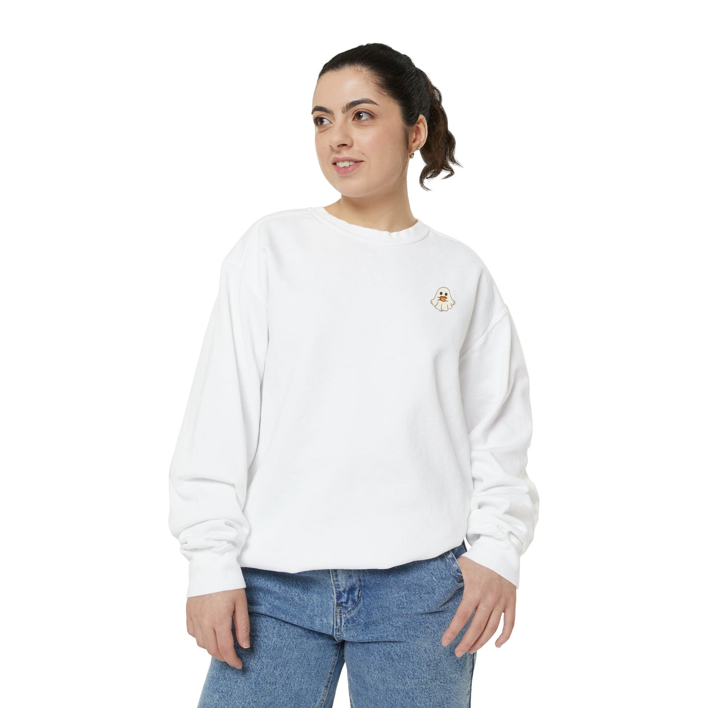 Get trendy with Ghost drinking coffee Sweatshirt - Sweatshirt available at Good Gift Company. Grab yours for $38.95 today!