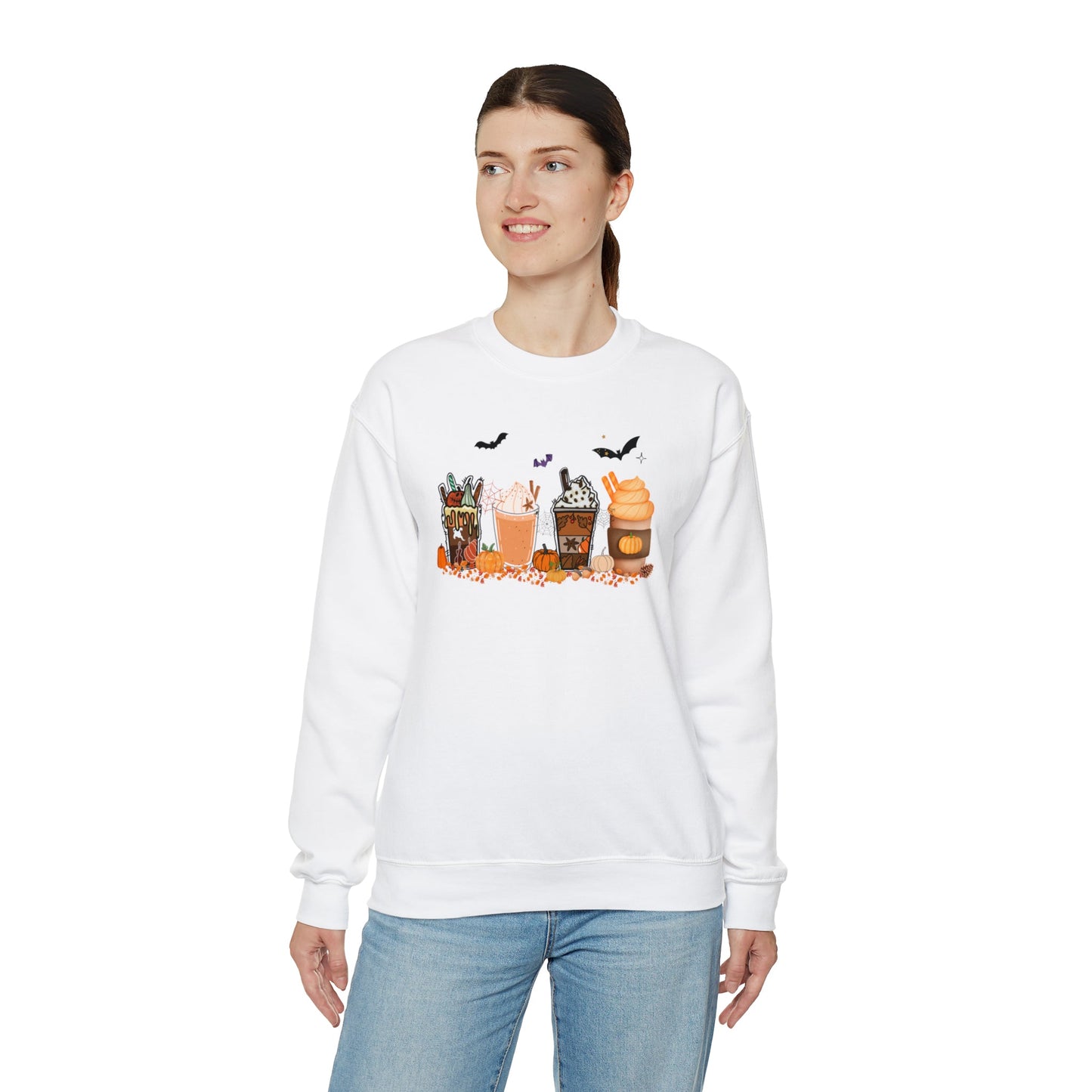 Get trendy with Festive and Spooky Coffee Heavy Blend™ Crewneck Sweatshirt - Sweatshirt available at Good Gift Company. Grab yours for $25.95 today!
