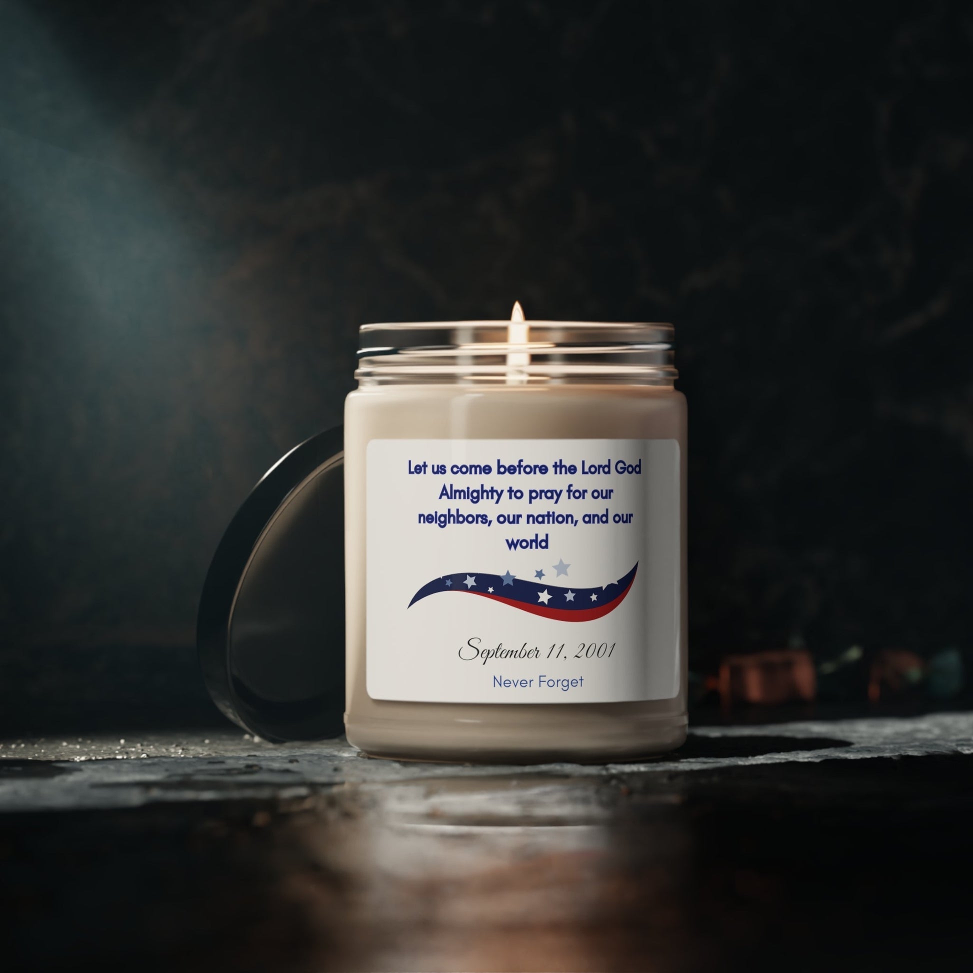 Get trendy with September 11 Remembrance prayer Scented Soy Candle, 9oz - Home Decor available at Good Gift Company. Grab yours for $16 today!