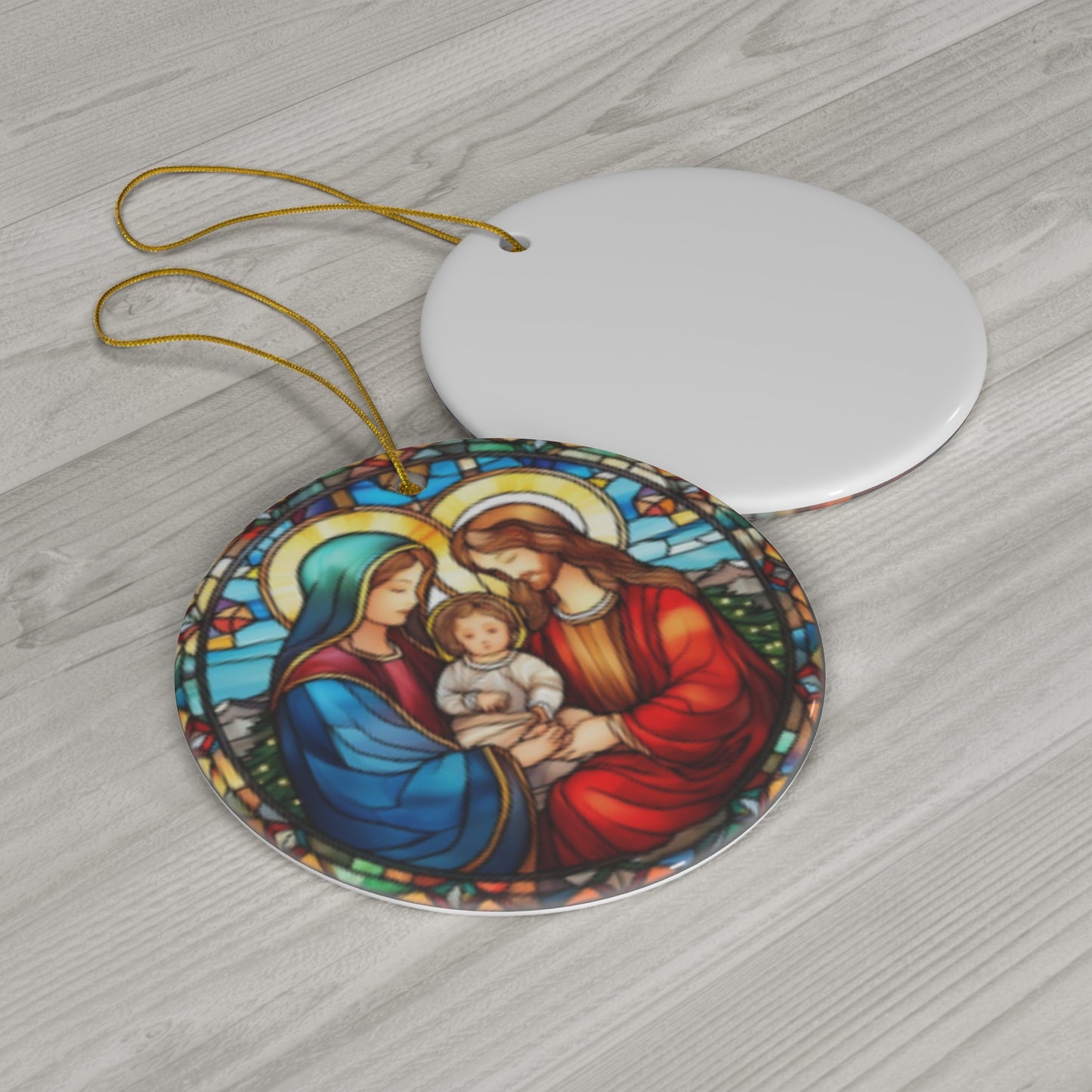 Beautiful Faux Stained Glass Ceramic Christmas Ornament