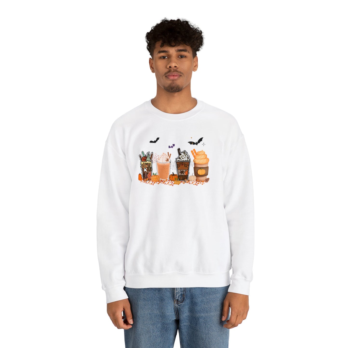 Get trendy with Festive and Spooky Coffee Heavy Blend™ Crewneck Sweatshirt - Sweatshirt available at Good Gift Company. Grab yours for $25.95 today!