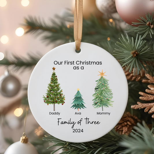 First Christmas as a Family of....Circular Ornament