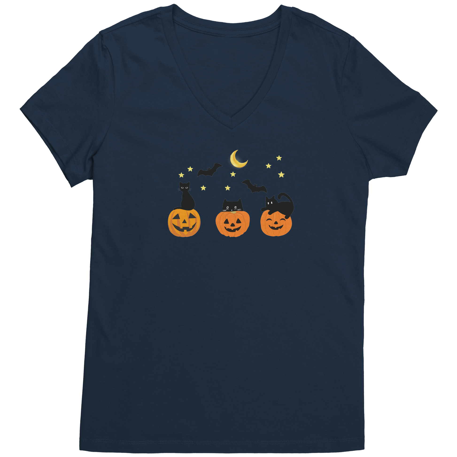 Get trendy with Cute Halloween T-Shirt with 3 Jack-O-Lanterns and Black Cats - Perfect for Spooky Season! -  available at Good Gift Company. Grab yours for $19.99 today!