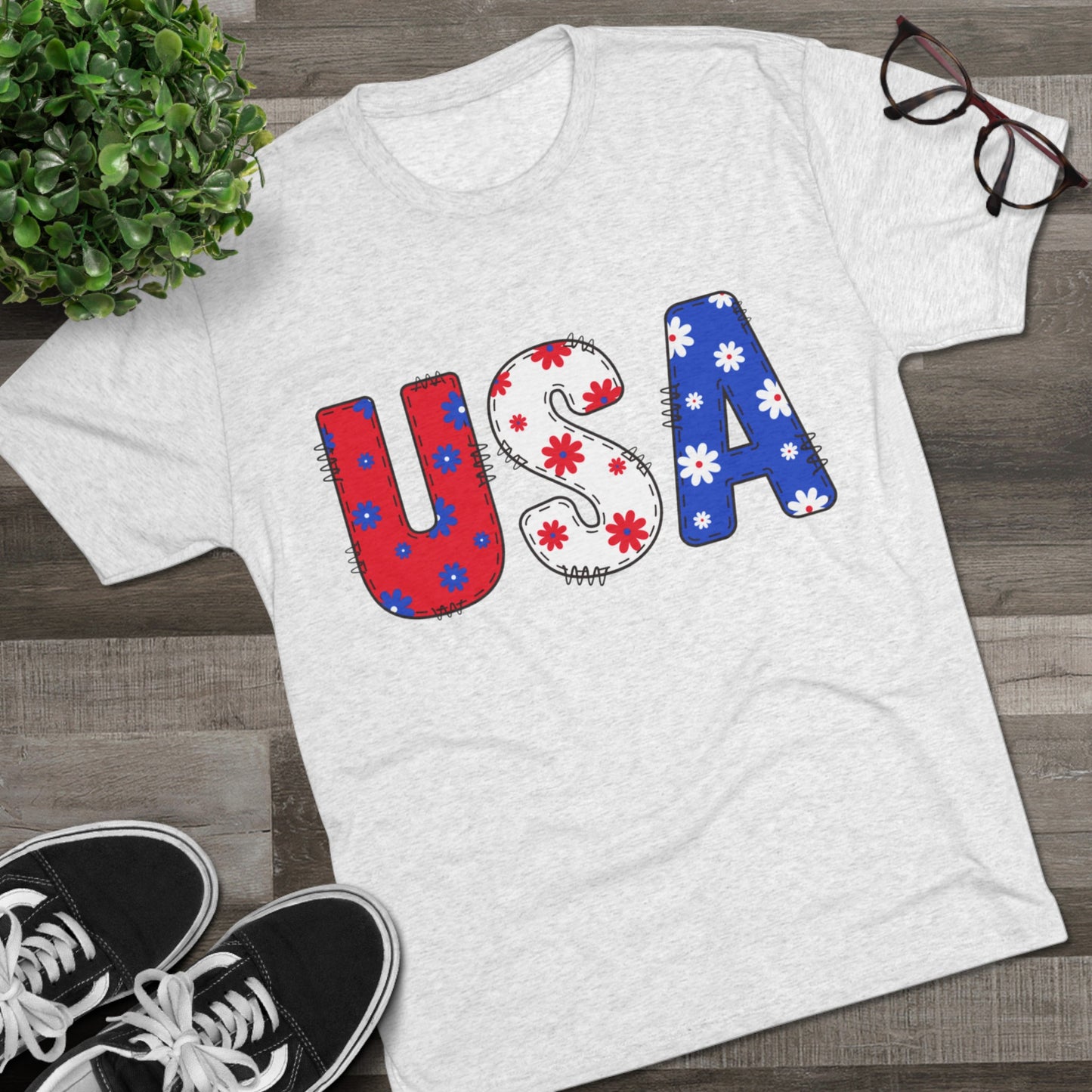 Get trendy with USA Unisex Tri-Blend Crew Tee - T-Shirt available at Good Gift Company. Grab yours for $21.88 today!