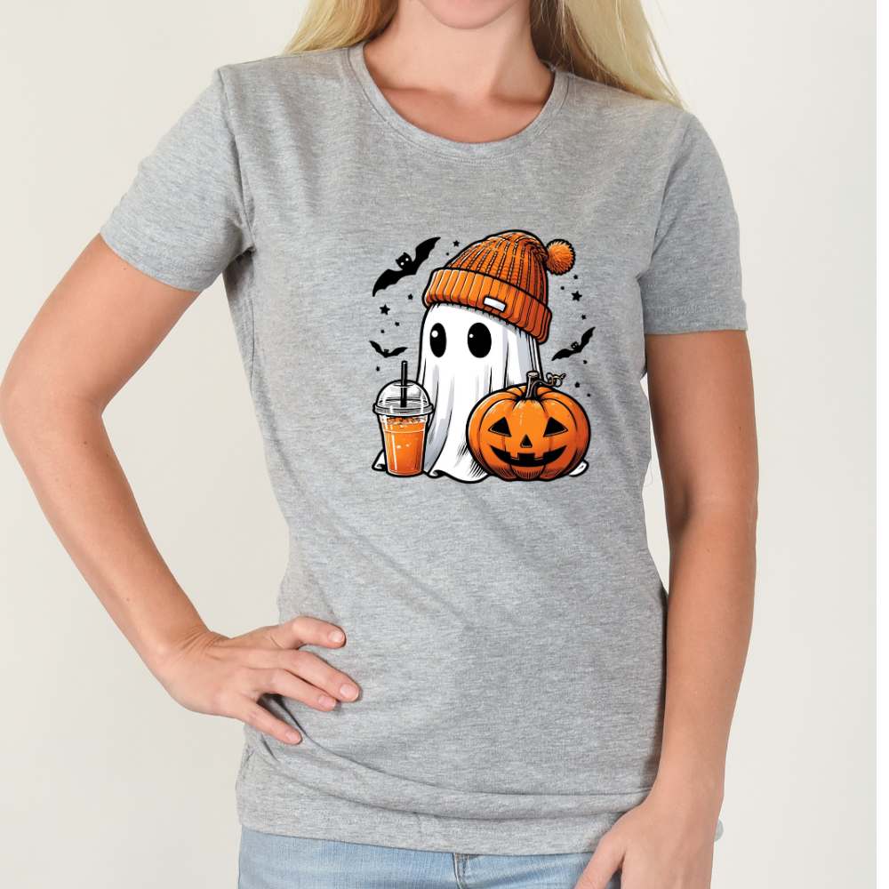 Get trendy with Cute Orange Beanie Ghost Drinking Festive Coffee Shop drink T-Shirt – Spooky and Adorable Specialty Drink Lover Tee -  available at Good Gift Company. Grab yours for $19.99 today!