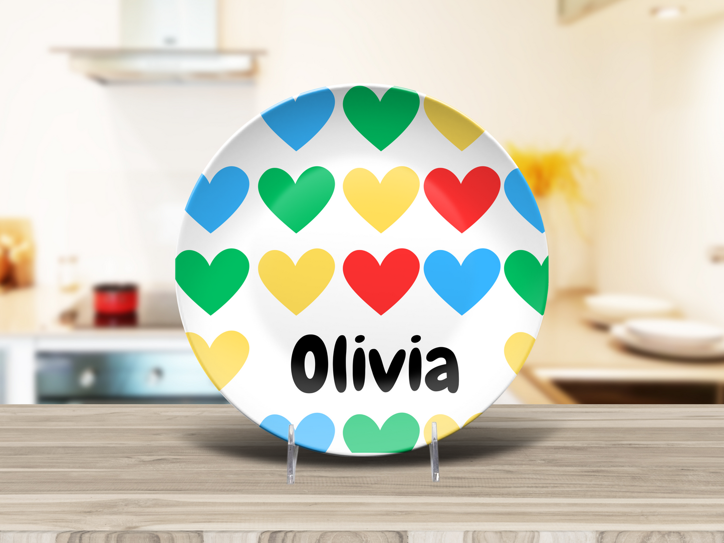 Personalized Name Plate with Vibrant Heart Design - A Perfect Valentine’s Day Gift for Grandkids!