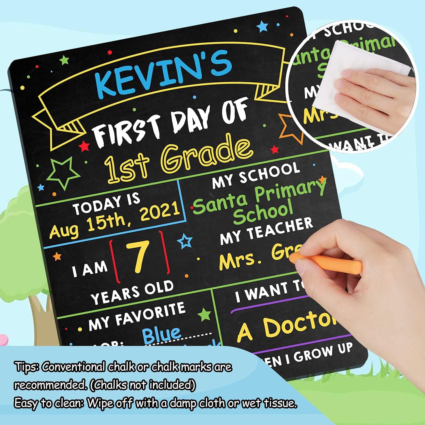 Get trendy with First Day of School Board - 12’’ X 10’’ First & Last Day School Chalkboard - 1St Day Back to School Board Milestone Sign Photo Prop for Kids Boys Girls - Double-Sided & Reusable (S-Style) -  available at Good Gift Company. Grab yours for $14.98 today!