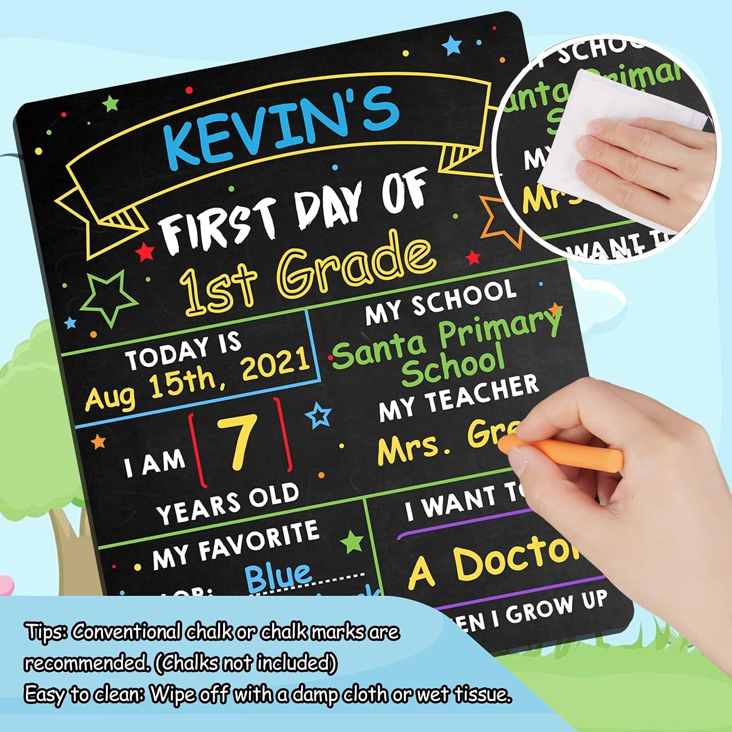 Get trendy with First Day of School Board - 12’’ X 10’’ First & Last Day School Chalkboard - 1St Day Back to School Board Milestone Sign Photo Prop for Kids Boys Girls - Double-Sided & Reusable (S-Style) -  available at Good Gift Company. Grab yours for $14.98 today!