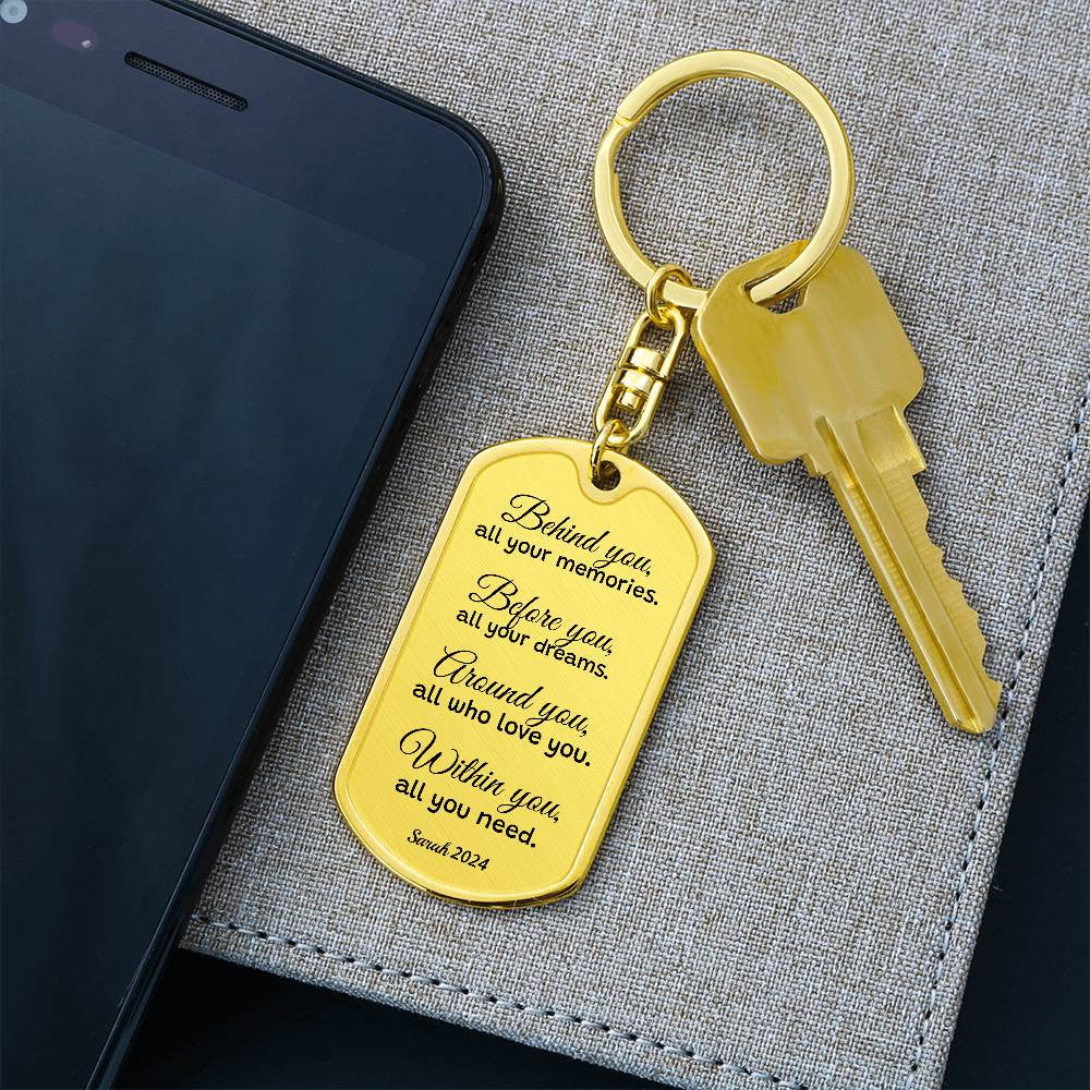 Get trendy with Inspirational Message for Graduation Dog Tag with Swivel Keychain -  available at Good Gift Company. Grab yours for $44.95 today!
