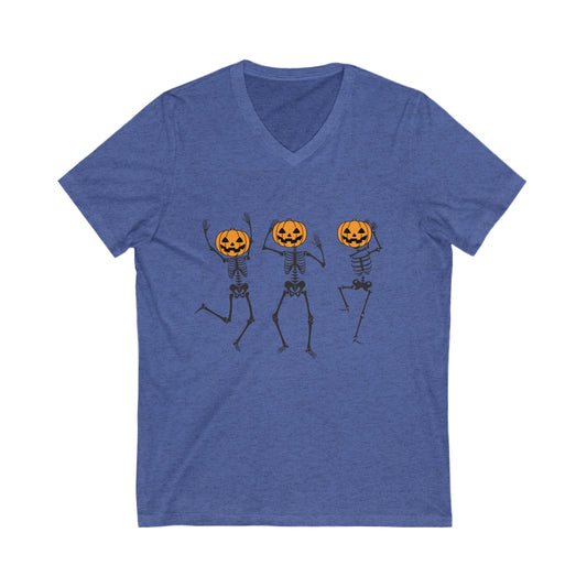 Dancing Skeletons Unisex Jersey Short Sleeve V-Neck Tee