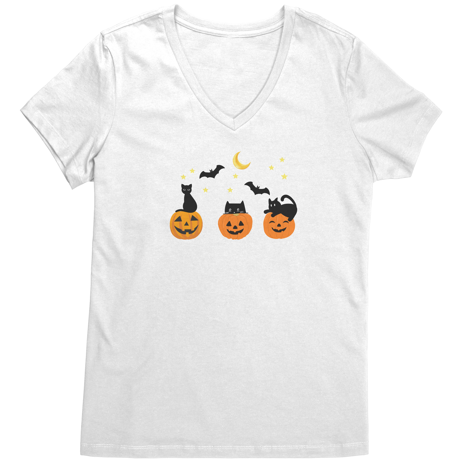 Get trendy with Cute Halloween T-Shirt with 3 Jack-O-Lanterns and Black Cats - Perfect for Spooky Season! -  available at Good Gift Company. Grab yours for $19.99 today!