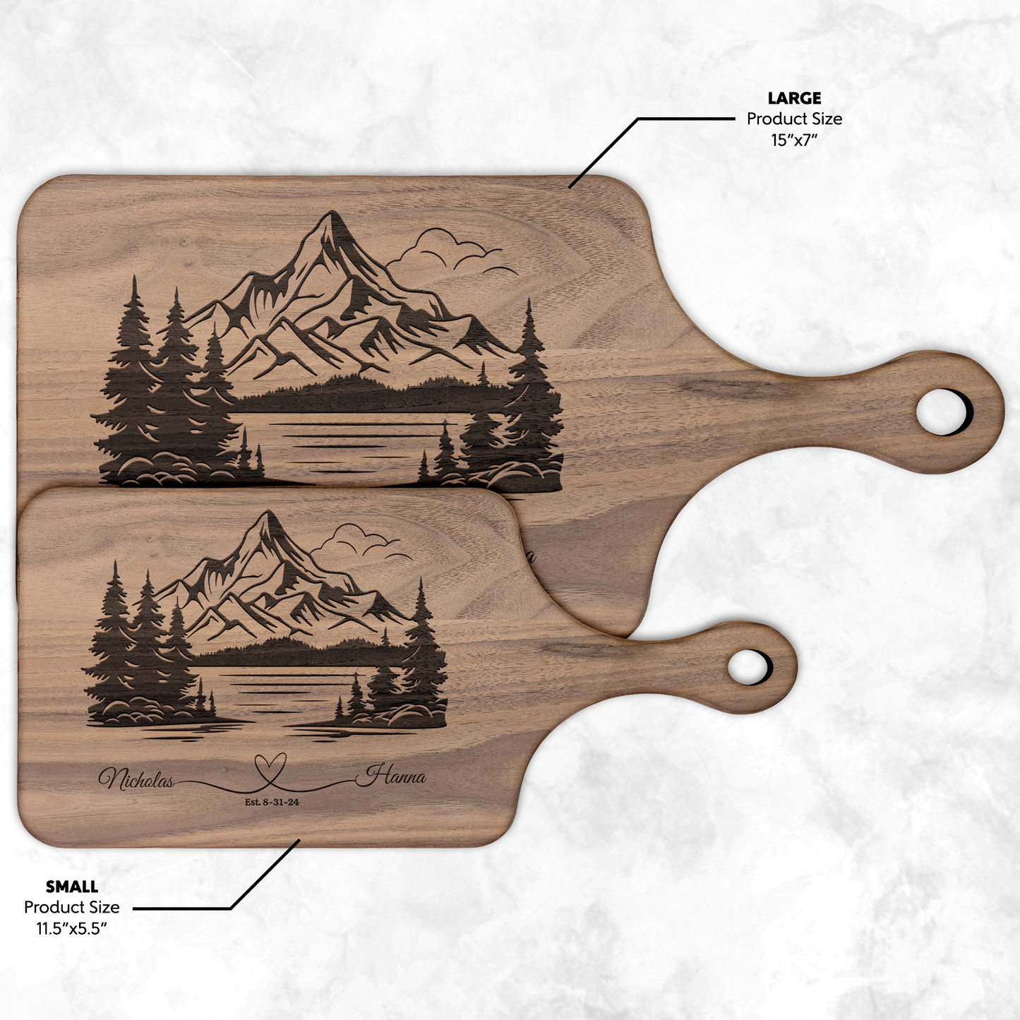 Personalized Mountain Scene Paddle Cutting Board