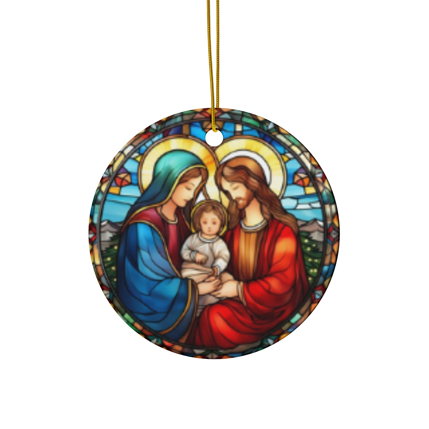 Beautiful Faux Stained Glass Ceramic Christmas Ornament