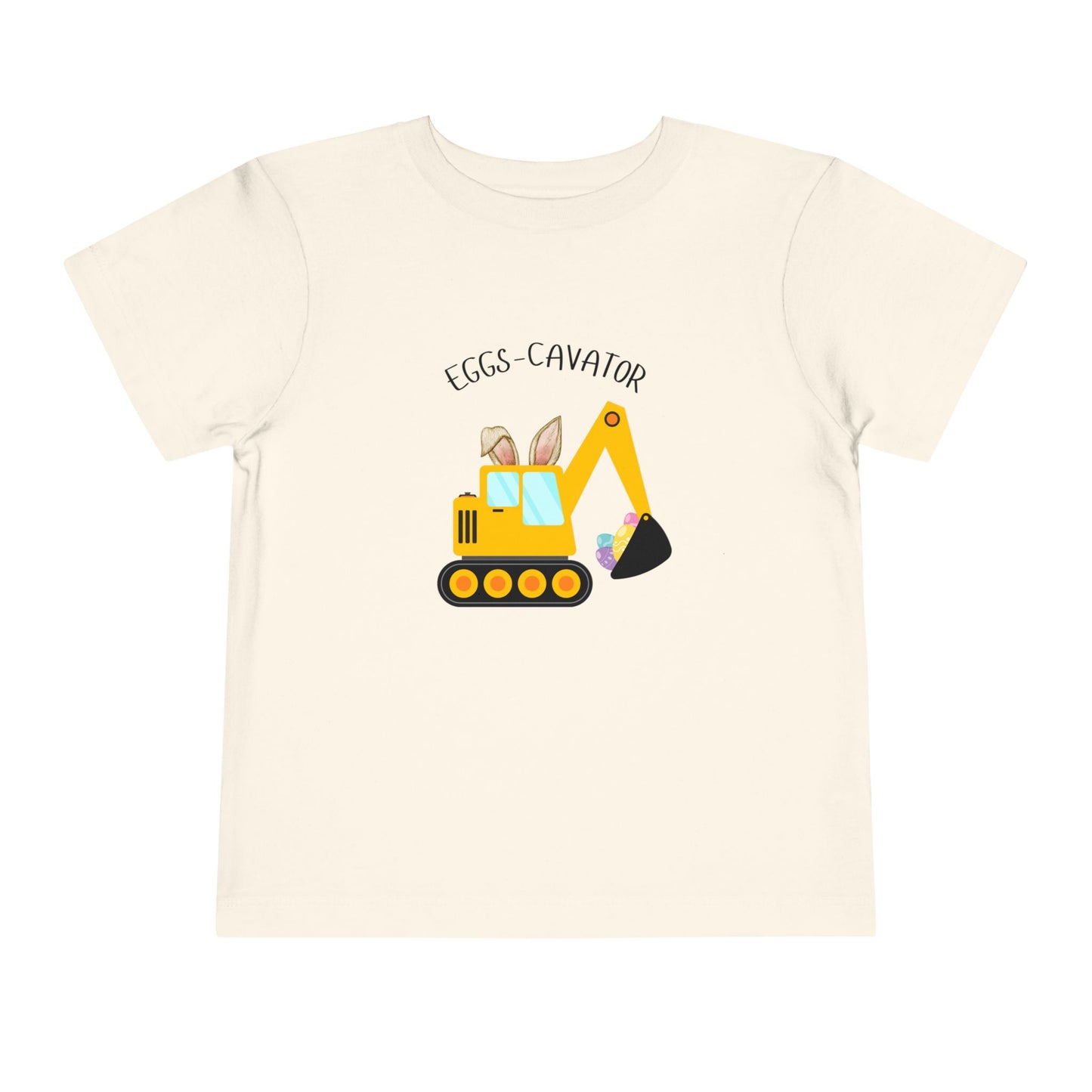 Natural color  Easter t-shirt for boys and girls featuring an Easter egg digger- color alternative