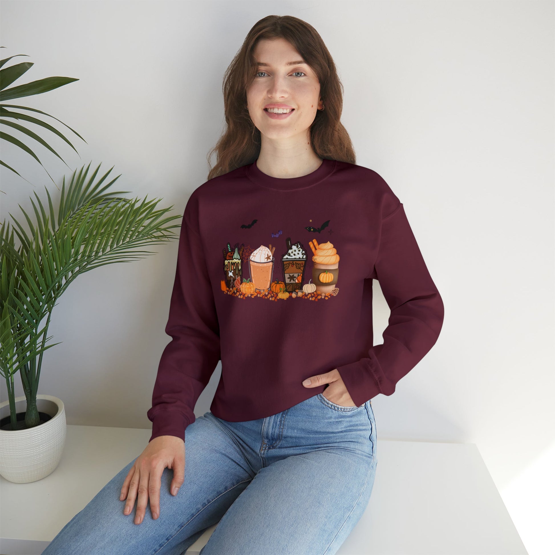 Get trendy with Festive and Spooky Coffee Heavy Blend™ Crewneck Sweatshirt - Sweatshirt available at Good Gift Company. Grab yours for $25.95 today!