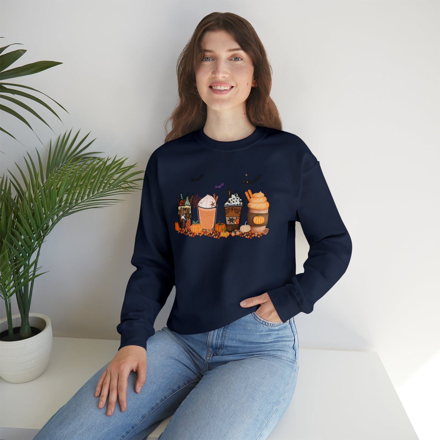 Get trendy with Festive and Spooky Coffee Heavy Blend™ Crewneck Sweatshirt - Sweatshirt available at Good Gift Company. Grab yours for $25.95 today!