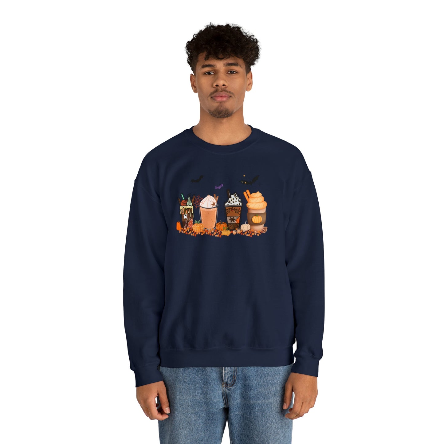 Get trendy with Festive and Spooky Coffee Heavy Blend™ Crewneck Sweatshirt - Sweatshirt available at Good Gift Company. Grab yours for $25.95 today!