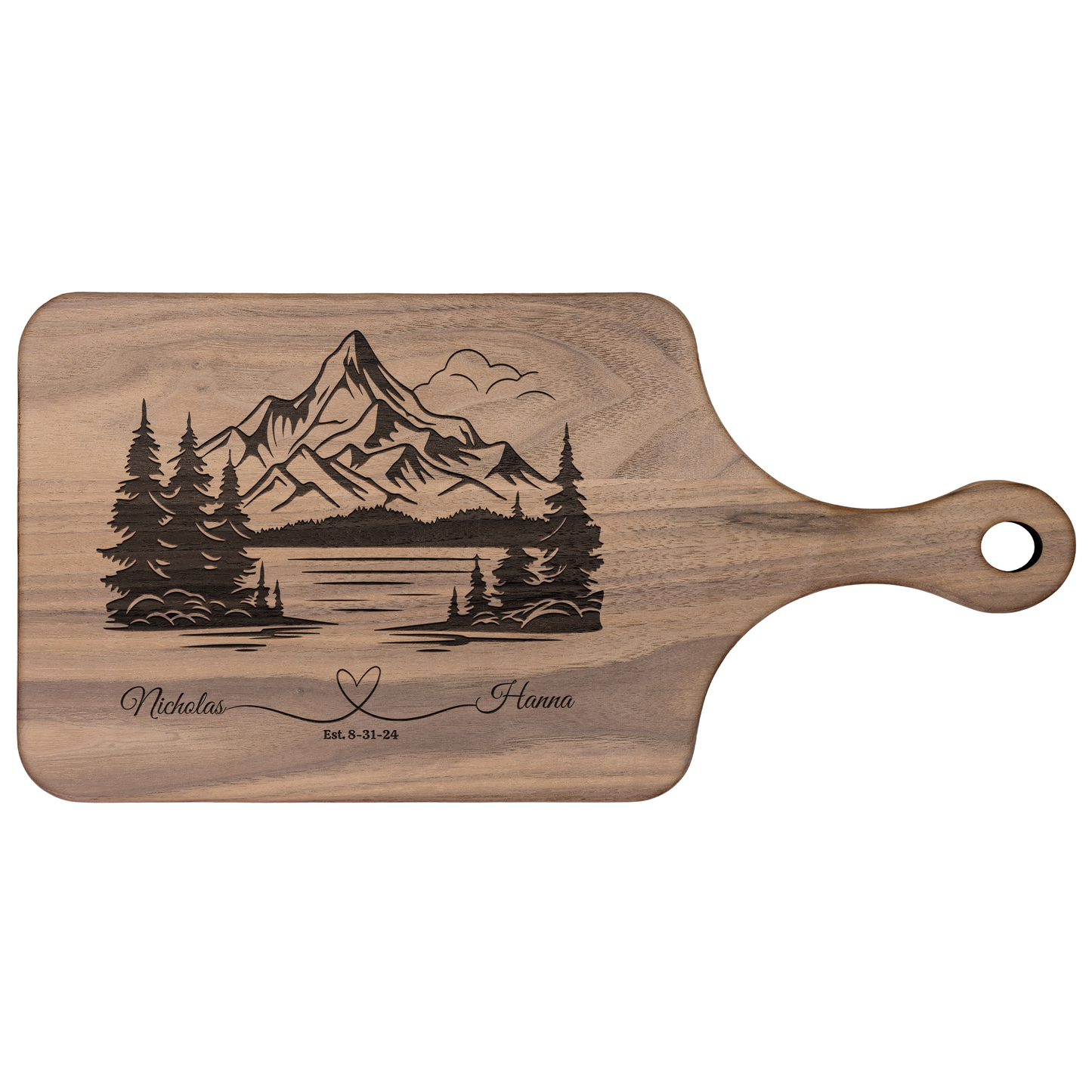 Personalized Mountain Scene Paddle Cutting Board