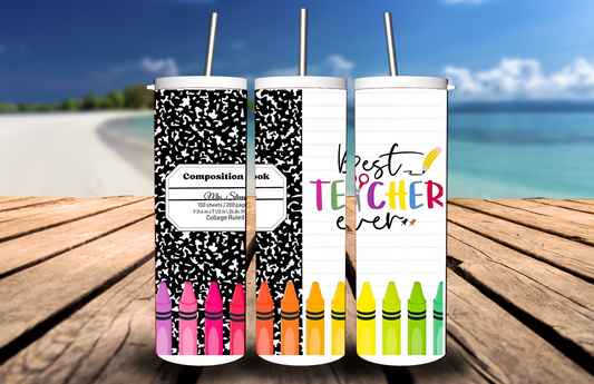 Get trendy with Best Teacher Ever Skinny Tumbler with Straw, 20oz -  available at Good Gift Company. Grab yours for $44.20 today!