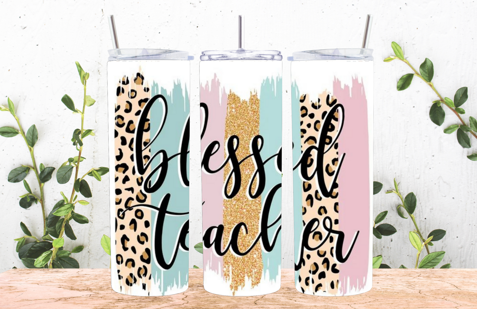 Get trendy with Blessed Teacher Skinny Tumbler with Straw, 20oz -  available at Good Gift Company. Grab yours for $28 today!