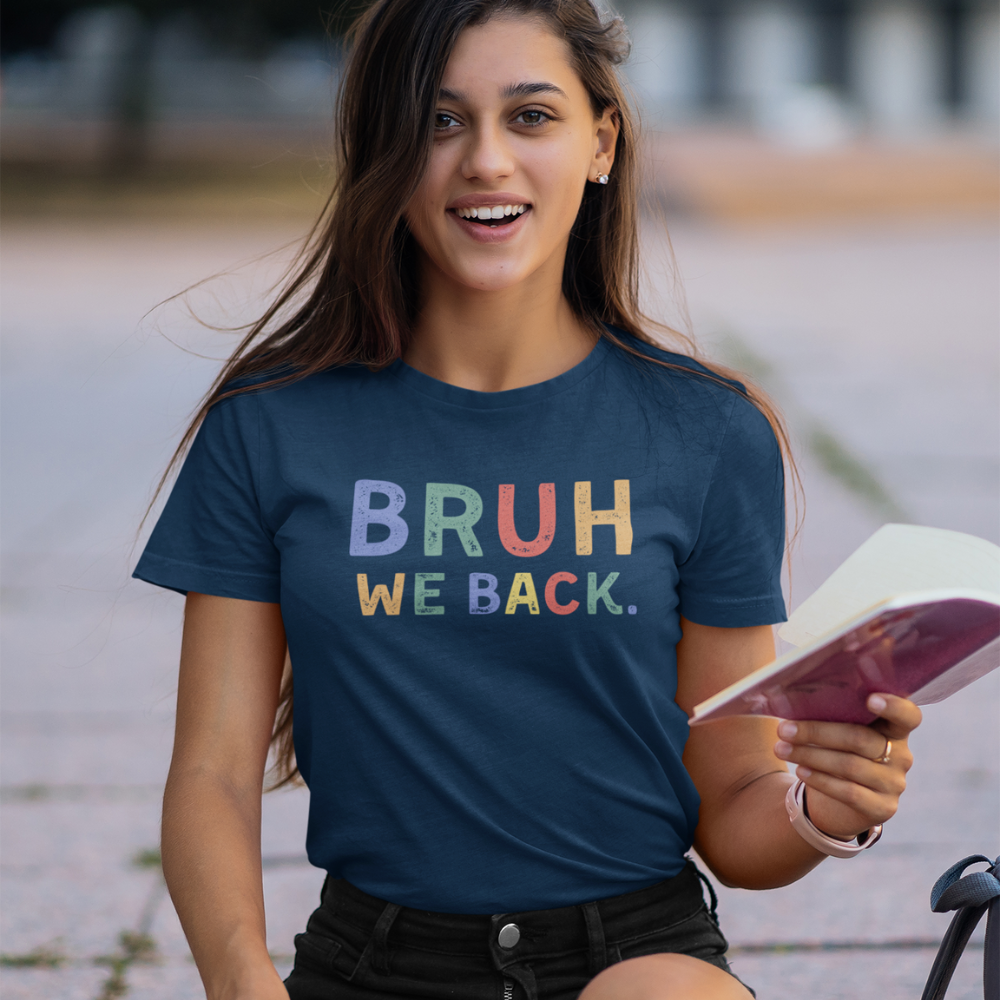 Get trendy with "Bruh We Back" Back to School T-Shirt - Unbelievably Soft Tri-Blend Fabric - T-Shirt available at Good Gift Company. Grab yours for $24.99 today!