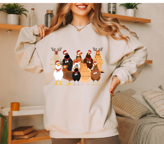 Get trendy with Christmas Chickens Crewneck Pullover Sweatshirt - Sweatshirts available at Good Gift Company. Grab yours for $28 today!