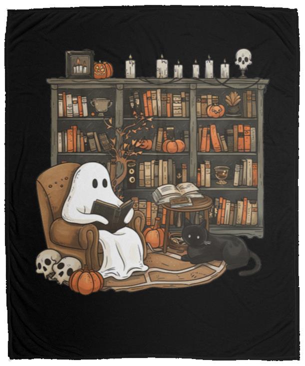 ghost reading books (1) Halloween Ghost on Rocking Chair Blanket - Cozy Plush Fleece, 50x60 inches