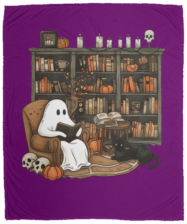 ghost reading books (1) Halloween Ghost on Rocking Chair Blanket - Cozy Plush Fleece, 50x60 inches