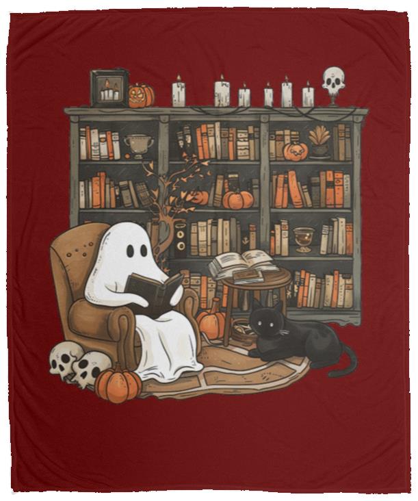 ghost reading books (1) Halloween Ghost on Rocking Chair Blanket - Cozy Plush Fleece, 50x60 inches