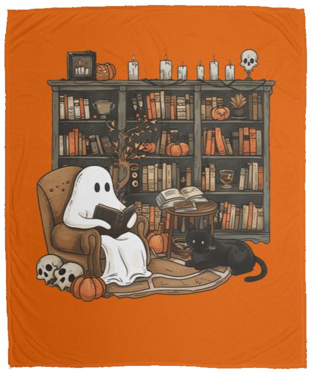 ghost reading books (1) Halloween Ghost on Rocking Chair Blanket - Cozy Plush Fleece, 50x60 inches