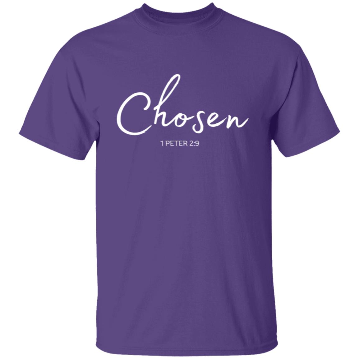 Get trendy with Chosen white text Chosen (1 Peter 2:9) T-Shirt Words of Faith series (white Text) - T-Shirts available at Good Gift Company. Grab yours for $21.95 today!