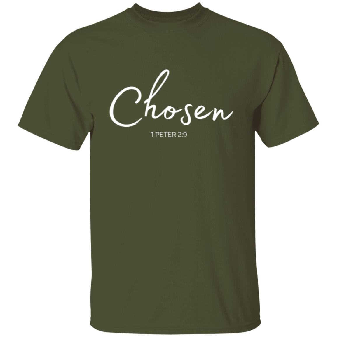 Get trendy with Chosen white text Chosen (1 Peter 2:9) T-Shirt Words of Faith series (white Text) - T-Shirts available at Good Gift Company. Grab yours for $21.95 today!