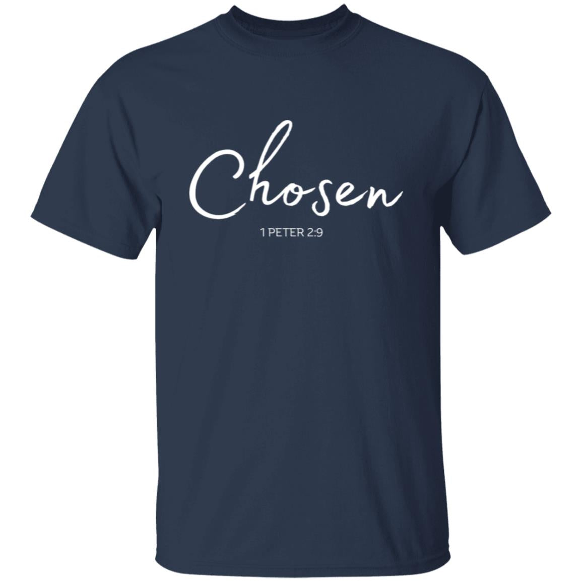 Get trendy with Chosen white text Chosen (1 Peter 2:9) T-Shirt Words of Faith series (white Text) - T-Shirts available at Good Gift Company. Grab yours for $21.95 today!