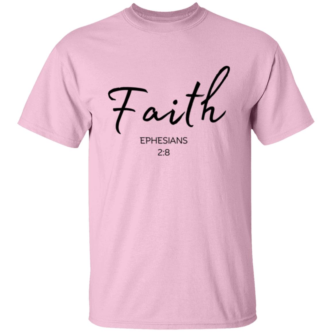 Get trendy with Faith (3) Faith T-Shirt (Romans 5:8) Words of Faith series (Black Text) - T-Shirts available at Good Gift Company. Grab yours for $21.95 today!