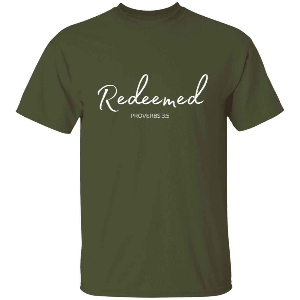 Get trendy with Redeemed white text Redeemed (proverbs 3:5) T-Shirt Words of Faith Series (White Text) - T-Shirts available at Good Gift Company. Grab yours for $21.95 today!