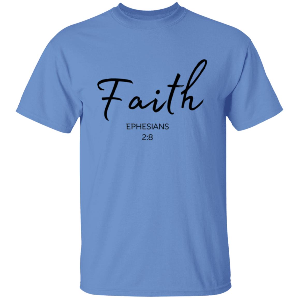 Get trendy with Faith (3) Faith T-Shirt (Romans 5:8) Words of Faith series (Black Text) - T-Shirts available at Good Gift Company. Grab yours for $21.95 today!