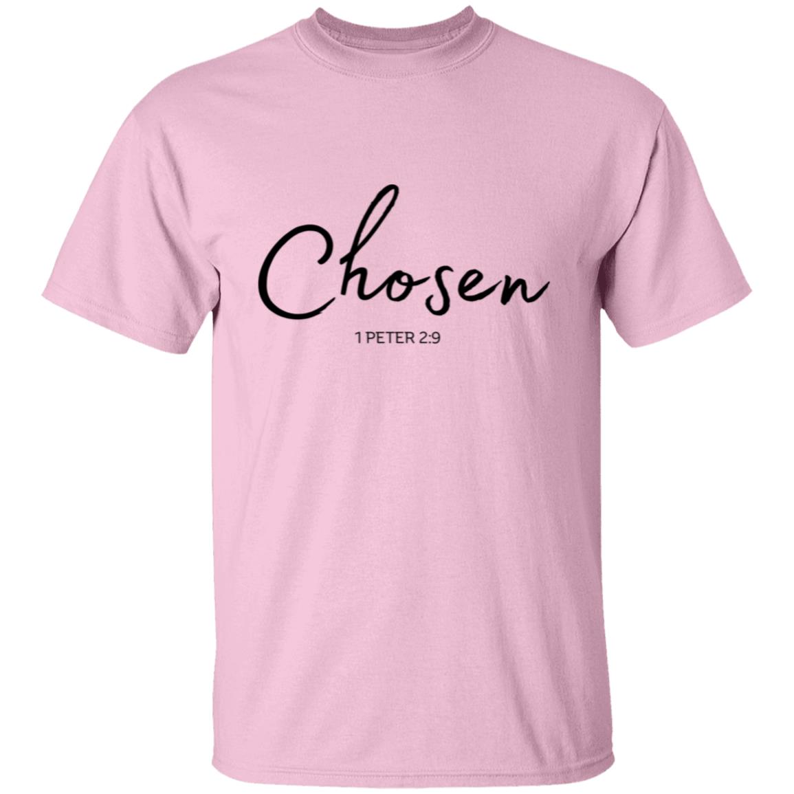 Get trendy with Chosen (2) Chosen (1 Peter 5:9) T-Shirt Words of Faith Series (Black Text) - T-Shirts available at Good Gift Company. Grab yours for $21.95 today!