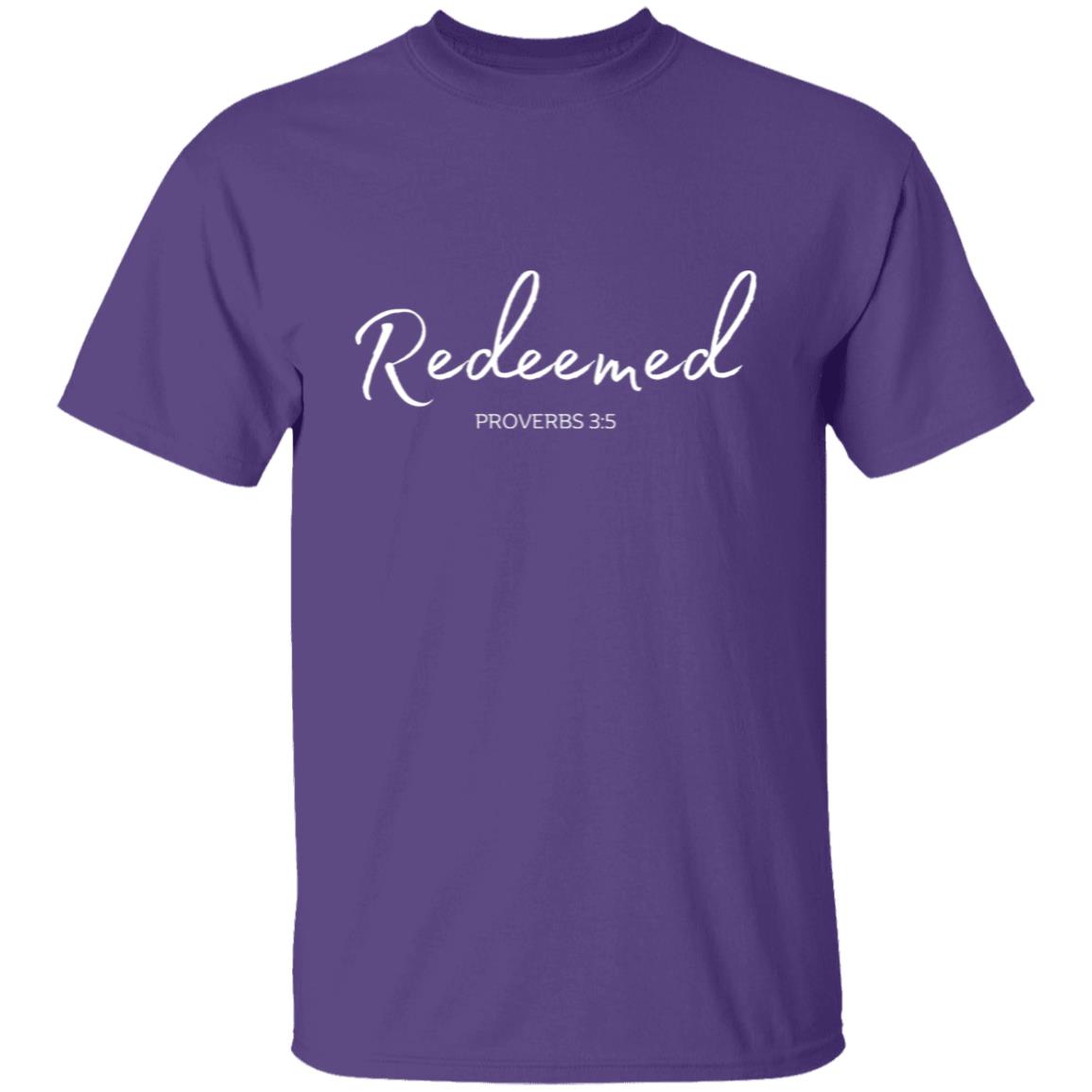 Get trendy with Redeemed white text Redeemed (proverbs 3:5) T-Shirt Words of Faith Series (White Text) - T-Shirts available at Good Gift Company. Grab yours for $21.95 today!