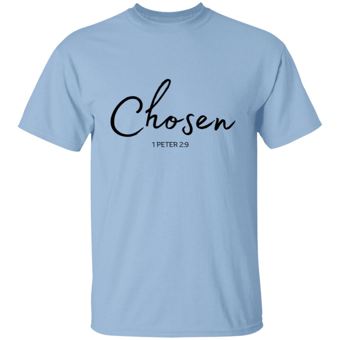 Get trendy with Chosen (2) Chosen (1 Peter 5:9) T-Shirt Words of Faith Series (Black Text) - T-Shirts available at Good Gift Company. Grab yours for $21.95 today!