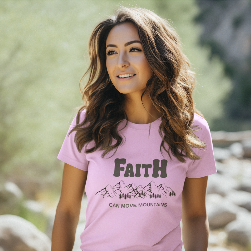 Get trendy with Faith Can Move Mouuntains (1) Faith Can Move Mountains T-Shirt - T-Shirts available at Good Gift Company. Grab yours for $18.95 today!