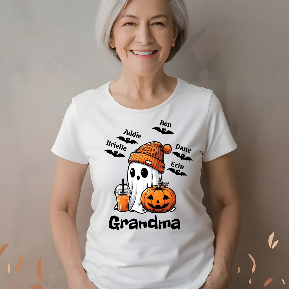 Get trendy with Personalized Fall/Halloween Ghost Top -  available at Good Gift Company. Grab yours for $24.95 today!