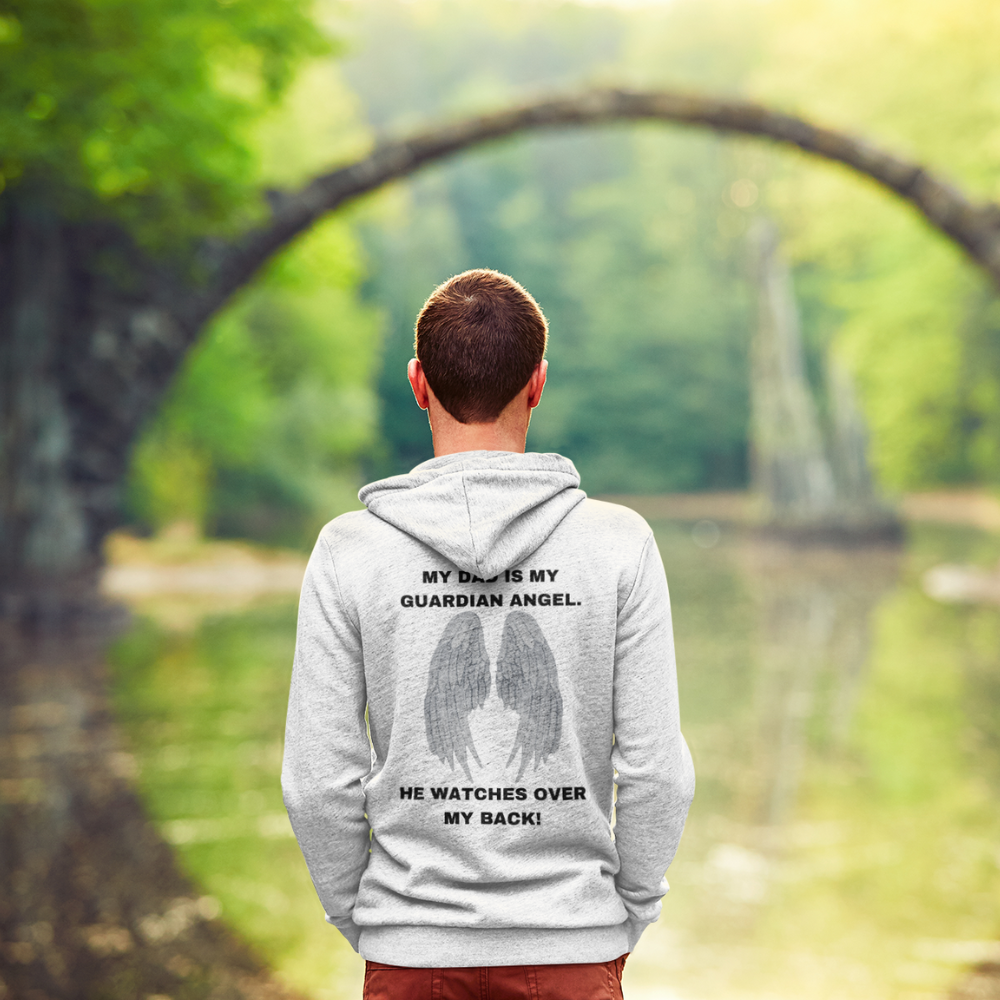 Get trendy with My Dad is my Guardian Angel black text Pullover Hoodie 8 oz (Closeout) -  available at Good Gift Company. Grab yours for $38 today!