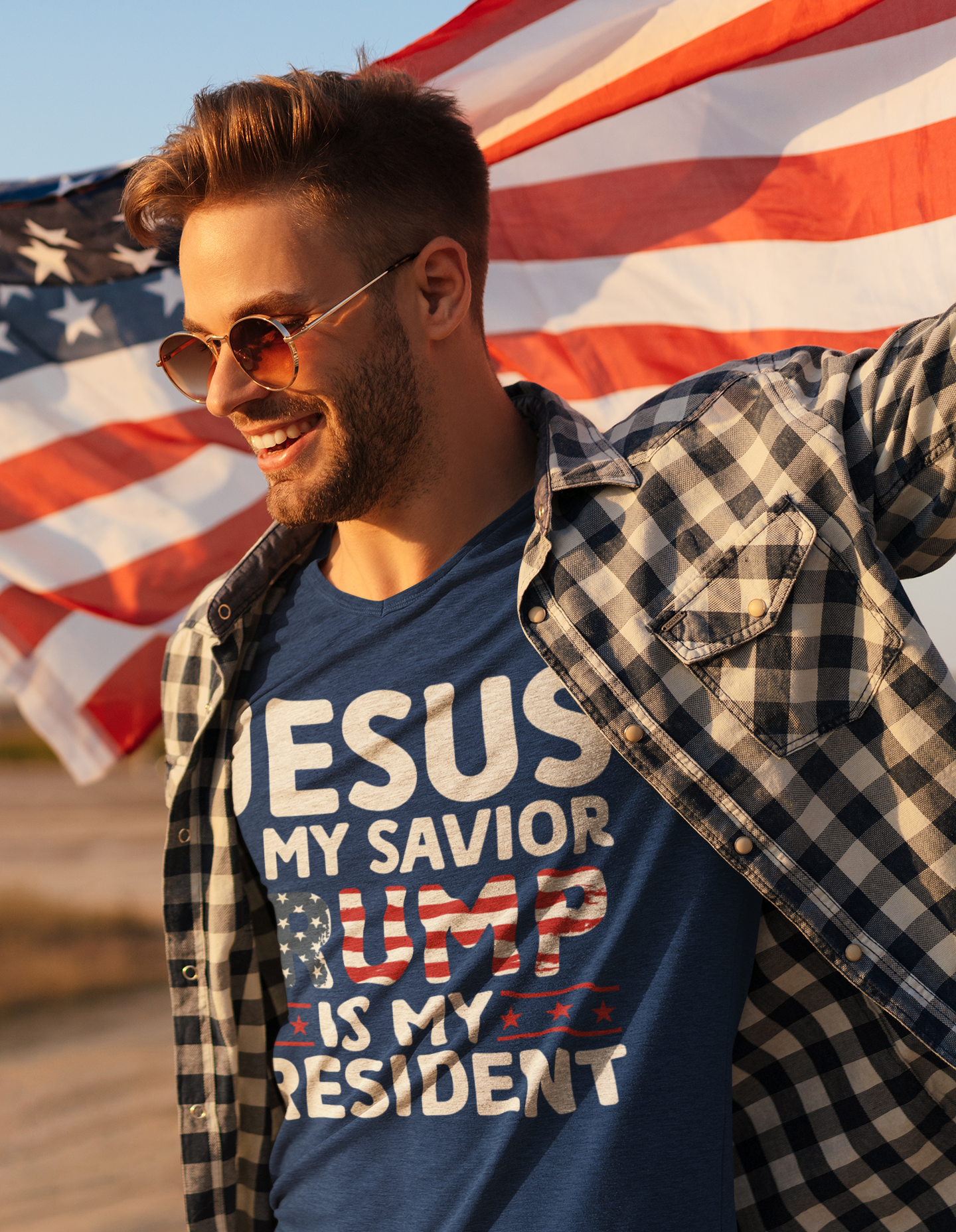 Get trendy with Jesus is My Savior, Trump is my President Unisex Tri-Blend Crew Tee - T-Shirt available at Good Gift Company. Grab yours for $21.88 today!