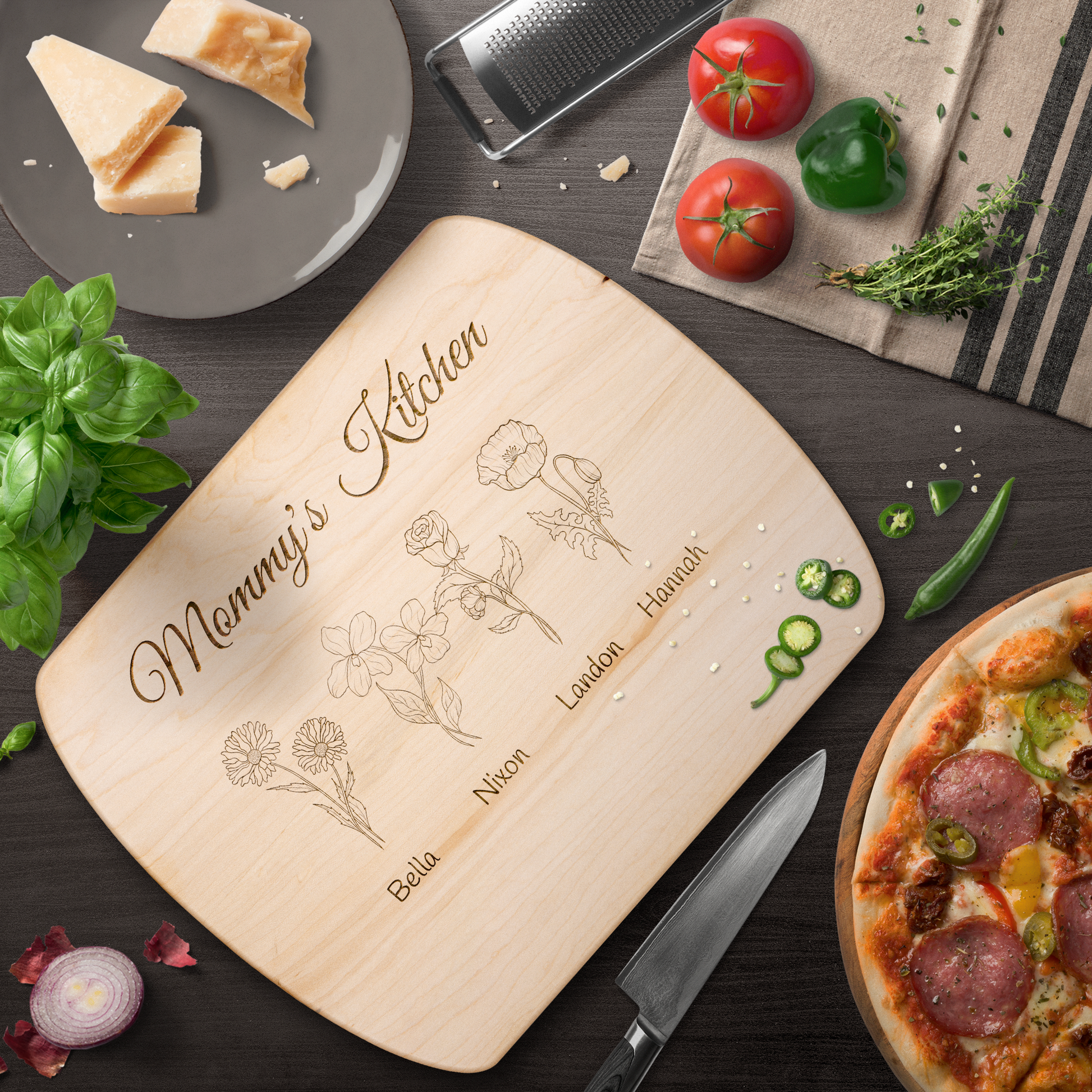 Get trendy with Mama's Kitchen Hardwood Oval Cutting Board -  available at Good Gift Company. Grab yours for $18.50 today!