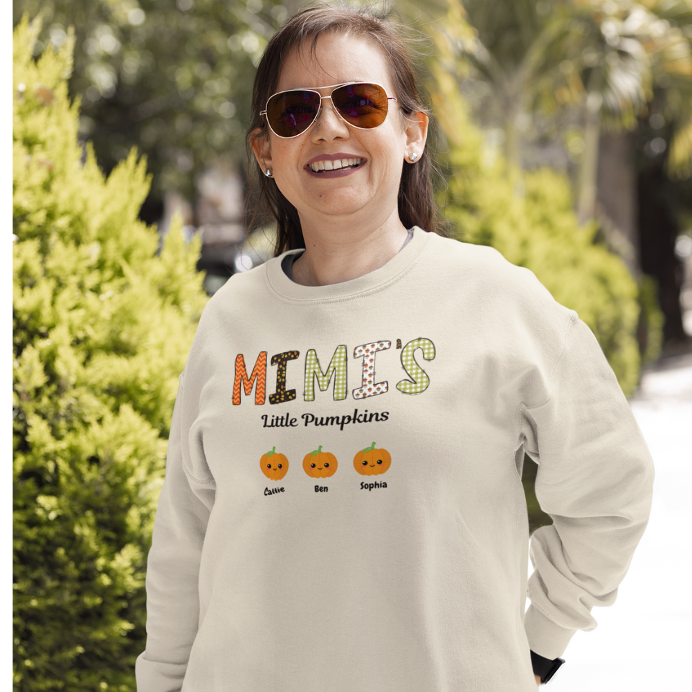 Get trendy with Mimi's Little Pumpkins Fall Sweatshirt: Customizable Grandchildren's Names -  available at Good Gift Company. Grab yours for $28.99 today!