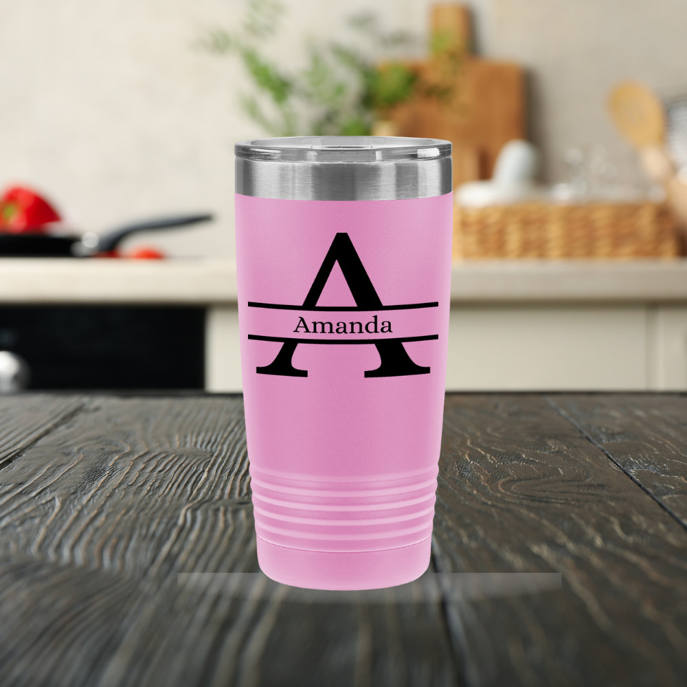 Gifts for her| Personalized 20oz Polar Camel Tumbler – Split Initial & Name Design